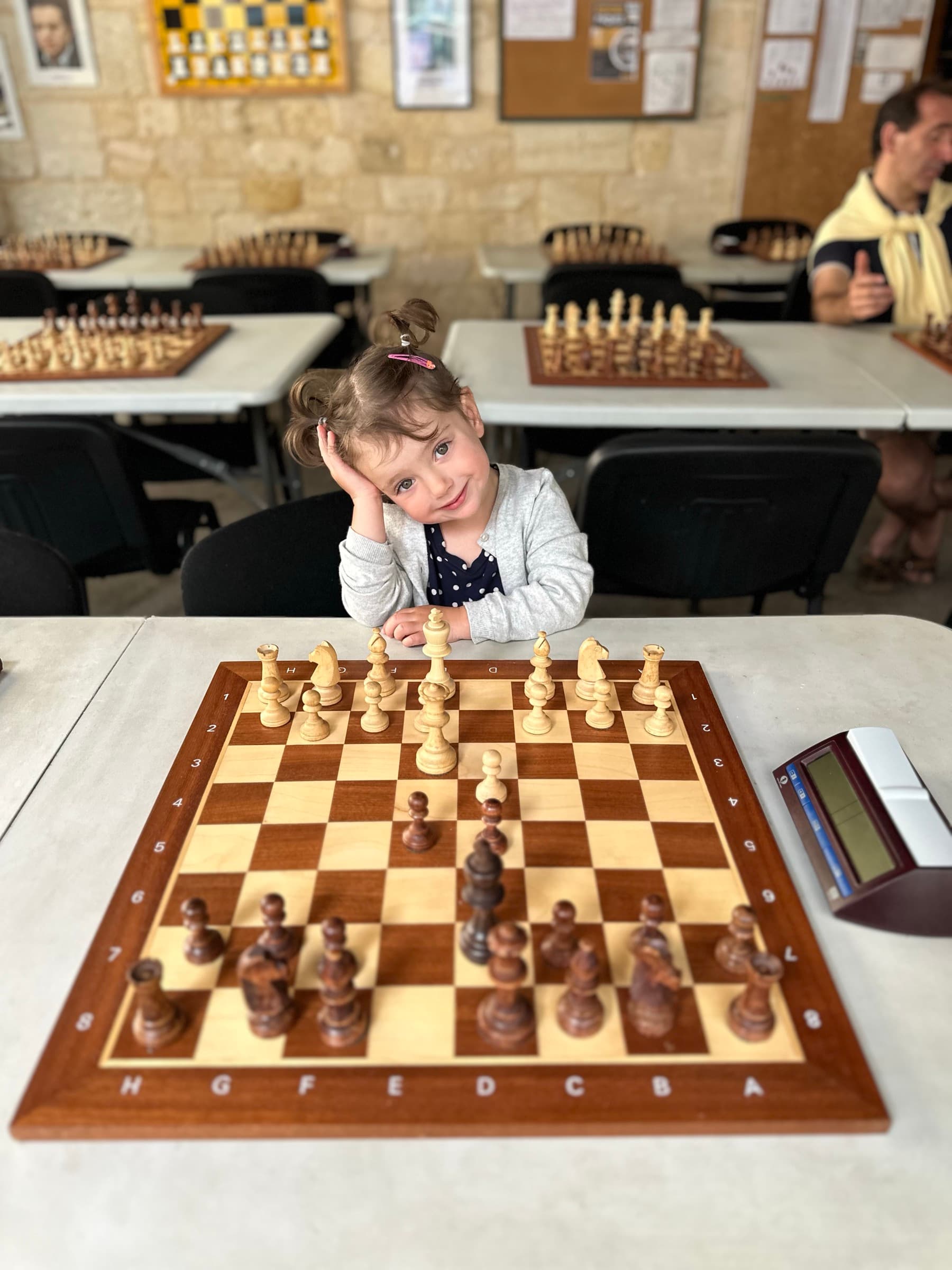 One of Maddy's kids at a chess camp in Europe
